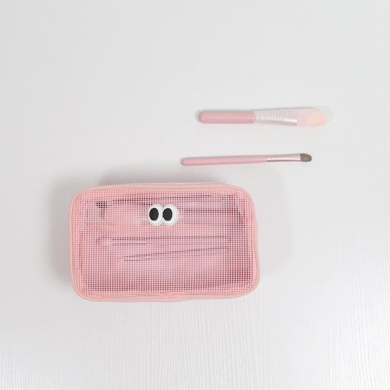 Hollow Sand Mesh Cosmetic Bag Desktop Finishing Storage Data Cable Cleaning Supplies Storage Bag Large-capacity Breathable Storage