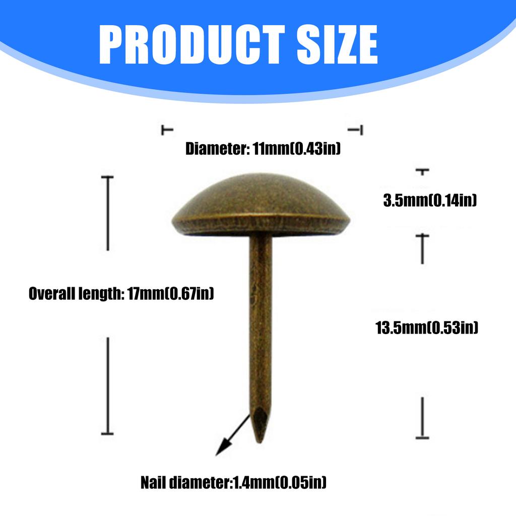 Pack Of 200 11x17mm Antique Metal Sofa Nails Decorative Upholstery Tacks For Furniture Restoration & DIY Projects Use