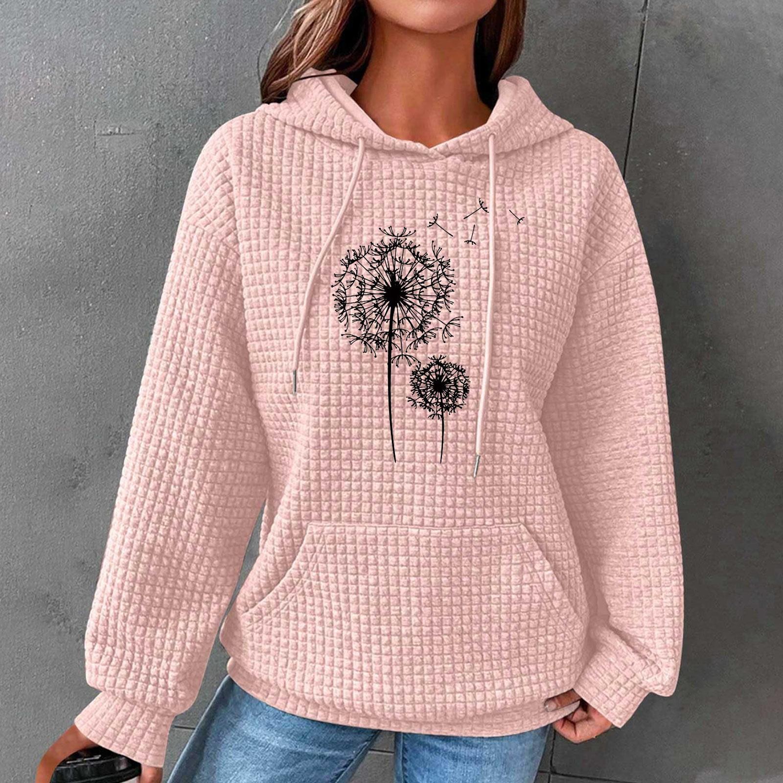 

Женские толстовки с длинным рукавом, повседневные толстовки с капюшоном и шнурком с принтом для женщин, пуловер с карманами L