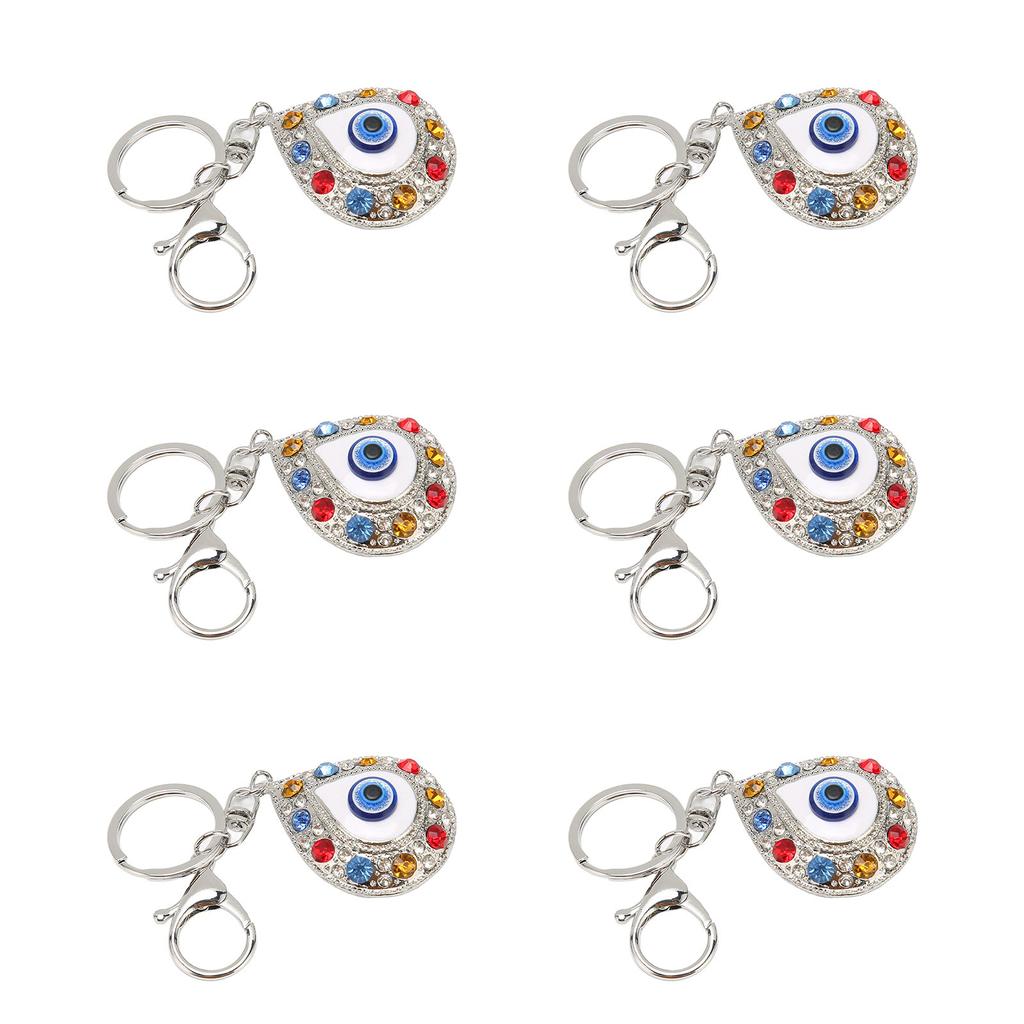 6Pcs Eye Keychains Durable Metal Stylish Rhinestone Bright Colors Lobster Clasp Keychain for Car Handbag Purse