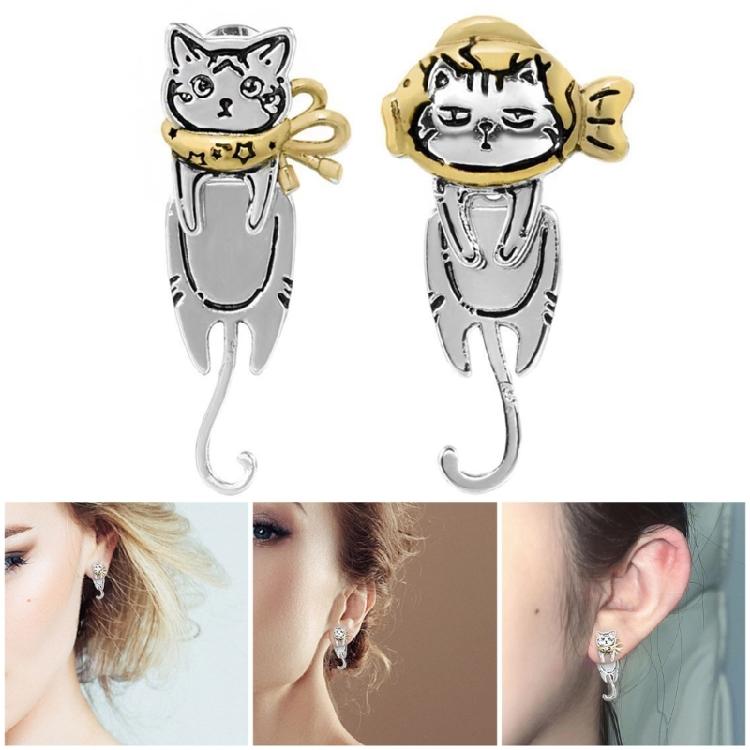 Stilvolle asymmetrische Katzen-Ohrringe, gefertigt aus robusten Legierungsmaterialien für lange Nutzungsdauer, Komfort und Freizeitkleidung