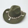 Western Cowboy Hat Ethnic Wool Jazz Hat Fashion Convex Top Men's and Women's Felt Hat Top Hat