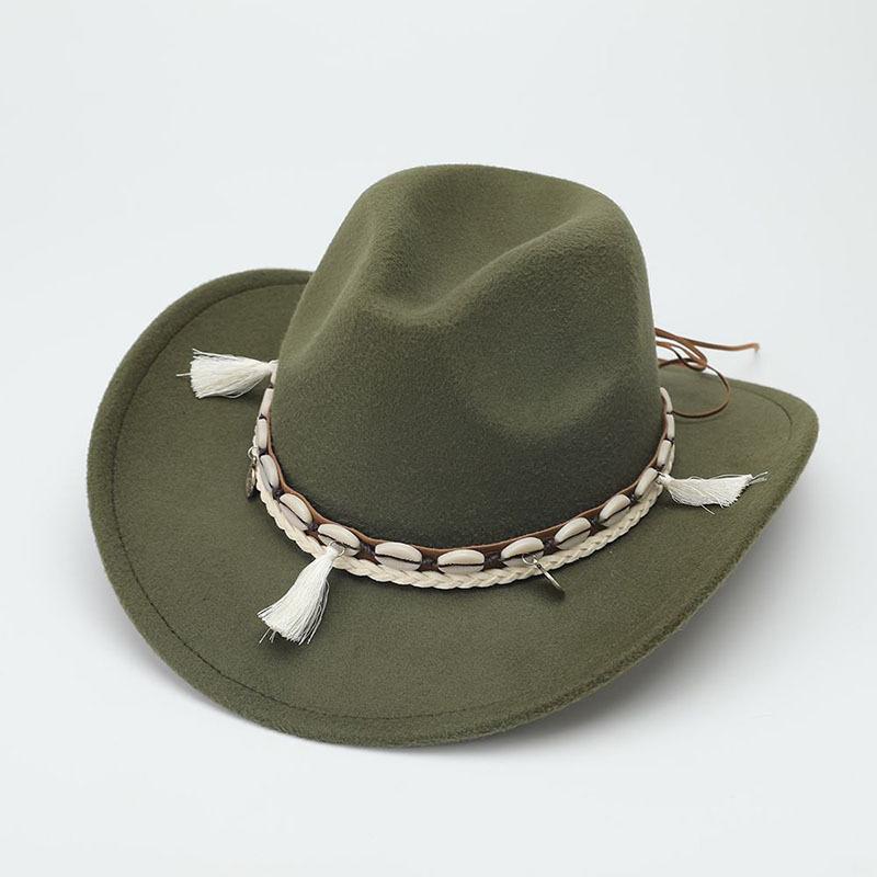 Western Cowboy Hat Ethnic Wool Jazz Hat Fashion Convex Top Men's and Women's Felt Hat Top Hat