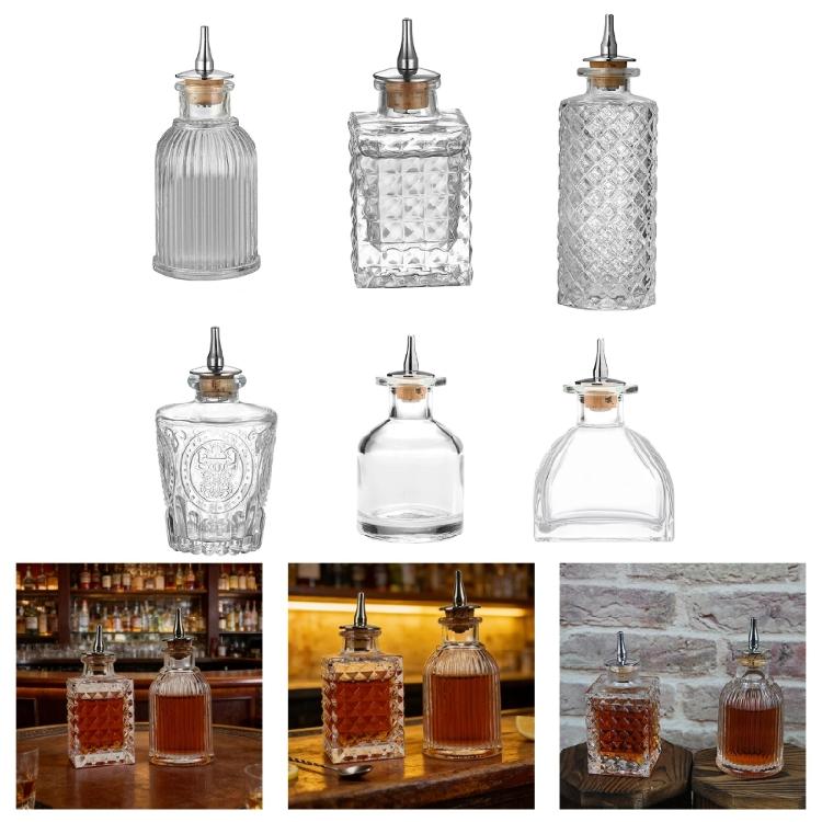 Classical Engraved Glass Barwares Bottle Including Airtight Plugs Drink Serving Pourer For Freshness And Style