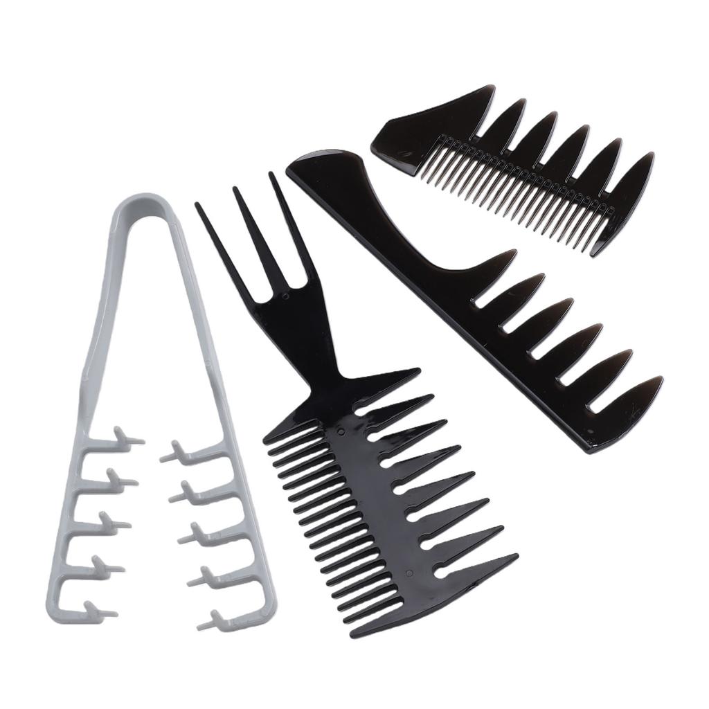 Set Pettini per Acconciatura Uomo Pettini a Denti Larghi Texture Pettine da Barbiere Parrucchiere per Capelli con Ciuffo Pompadour Set da 4 Pezzi