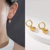 18K Gold Plated French Retro Heart Pendant Ear Cuffs Earrings