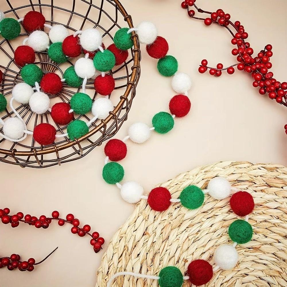 String Design Hanging Felt Garland Pompom Bead String Banner Garland Room Decoration