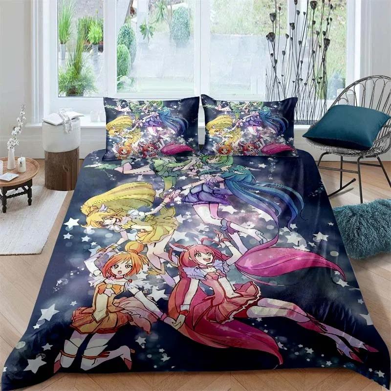 Go! Princess PreCure Anime-Themed Bedding Set Duvet Cover Bed Set Quilt Cover Pillowcase Comforter King Queen Size Boys Adult