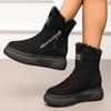 Fashion Winter Fashion Patchwork Snow Boots Women Non Slip Platform Snow Boots for Woman Faux Suede Short Plush Warm Booties Lady