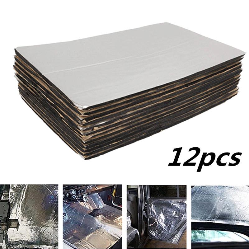 12Pcs 5mm Silver Car Soundproofing And Thermal Insulation Pads For Doors Roofs Firewalls Engine Bays