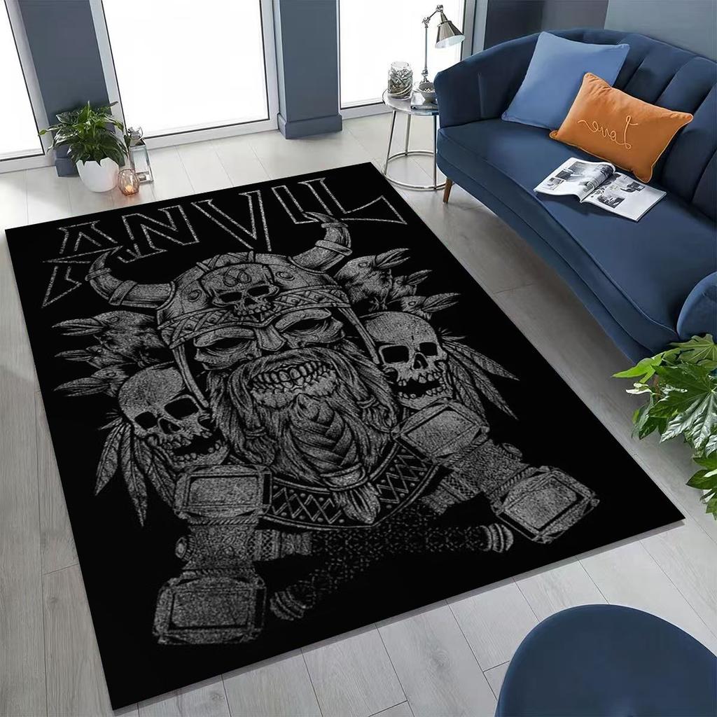 Nordic Viking Warrior Symbol Valhalla Valknut Rune Moto Rug for Bedroom Living Room Sofa Home Doormat Decor,Non-slip Floor Mat