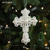 White Irregular Pendant with Gold Glitter Angel Wings, Single Pack Christmas Tree Ornament.
