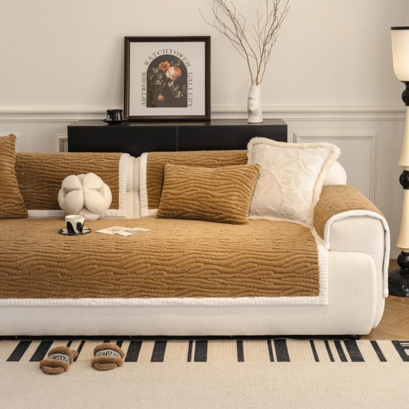 1pcs Winter Plush Simple Sofa Cover Modern Wear-resistant and Durable Non-slip Couch Slipcovers for Living Room Home Decor