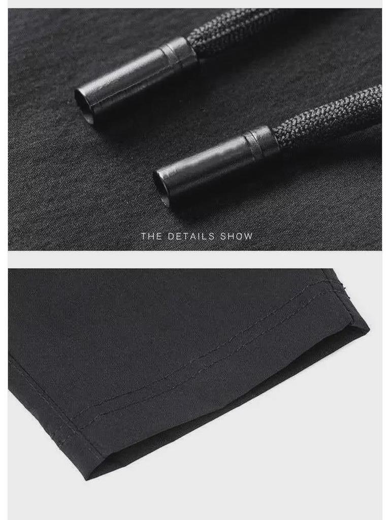 Men's Summer Ice Silk Elastic Slim-Fit Nine-Point Casual Pants - Korean Style Trendy Sportswear