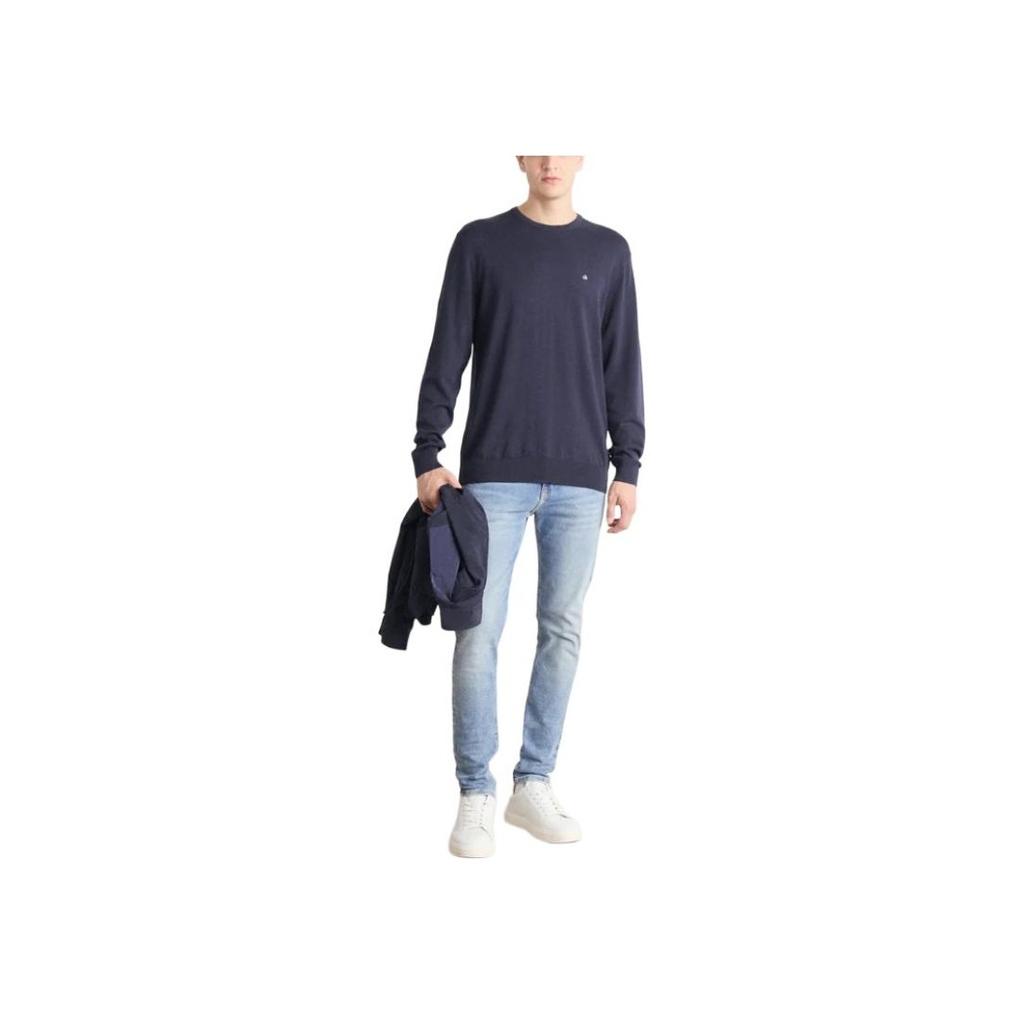 Calvin Klein Letter Round Neck Pullover Long Sleeve Sweater Men Sweater Navy-Blue K10K113549-CHW