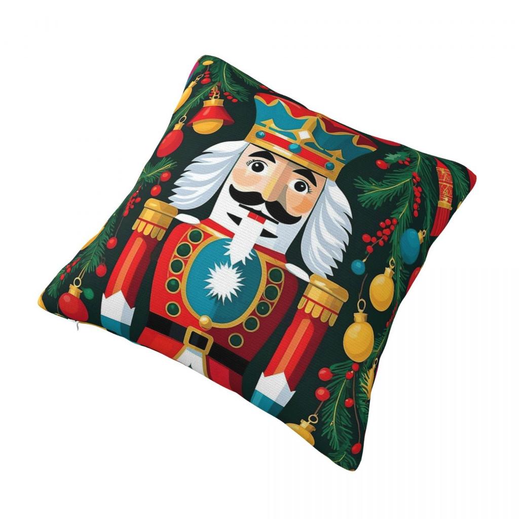 Merry Christmas Nutcracker King Pillowcase Printed Fabric Cushion Cover Gift Pillow Case Cover Home Square 45X45Cm