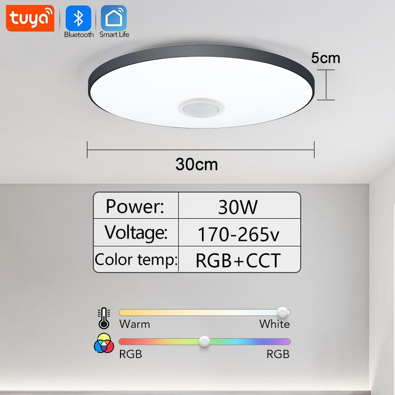 MARPOU Smart Bluetooth LED Round Ceiling Light RGBCW Tuya APP Dimmable with Music Speaker Home Bedroom Living Room Ambient Light