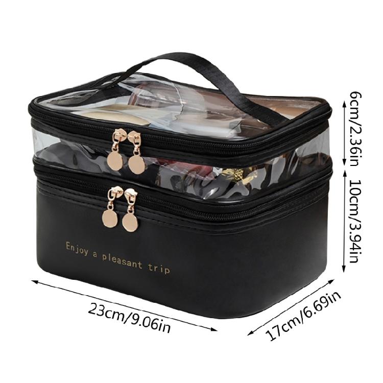 Portable Beauty Storage Case Elegant Make Up Organizers with Double Layer Convenience for Students and Travellers