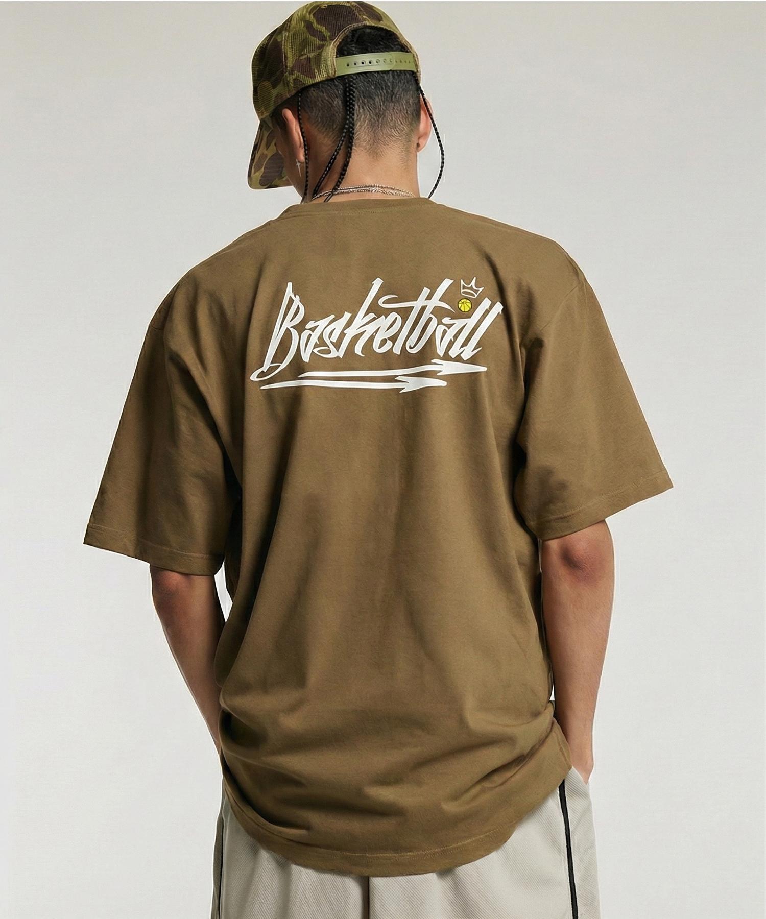 Cream Soda Lab Basketball Short Sleeve T-Shirt Oversized Olive White Olive/M