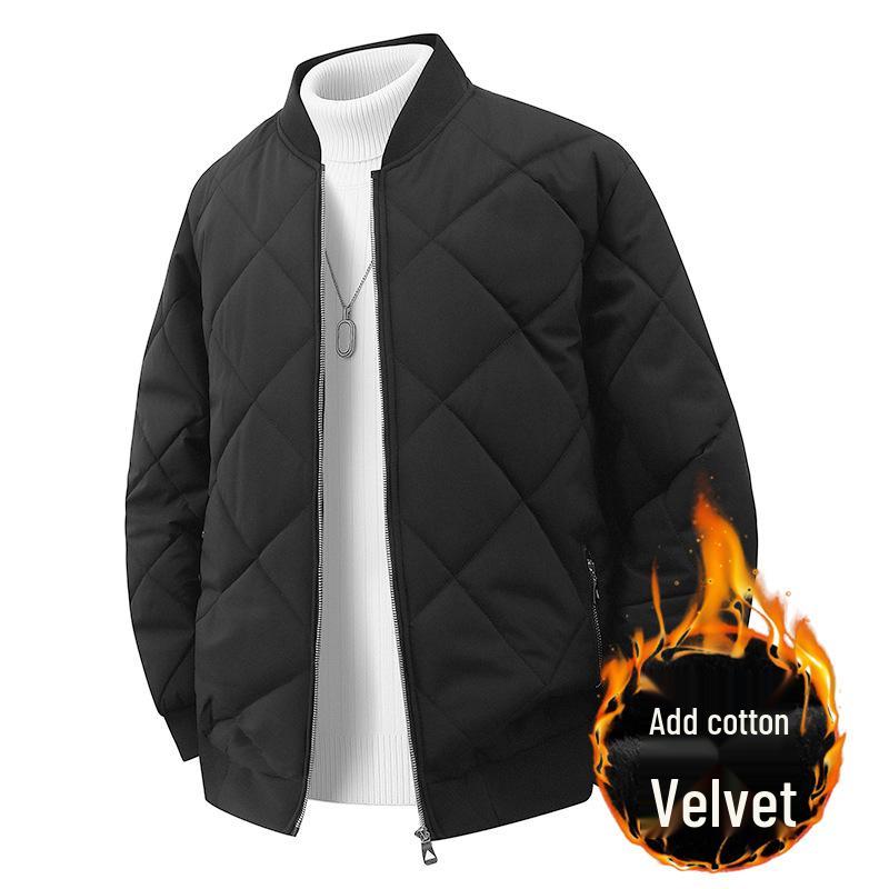 

Men s Oversized Retro Plaid Cotton Baseball Jacket - Warm, Casual, Versatile Winter Coat 3XL чорний