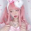 Eileen HAIR Cute Pink Wig, Semi-Long, Full Wig for Women, Straight, Natural, Harajuku Style, Popular, Slimming Effect, Includes Net, Free Shipping