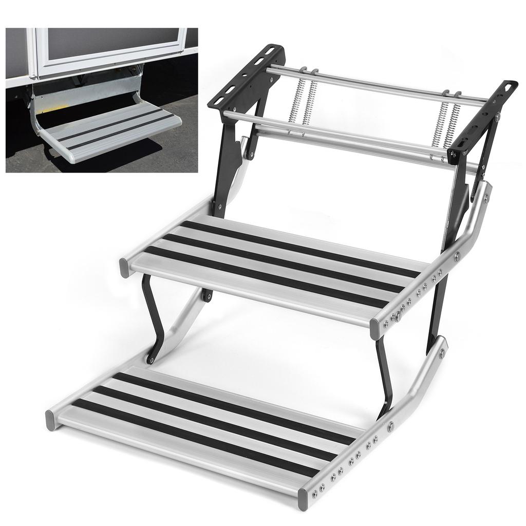 Wohnmobil Doppeltreppe Manuell Faltbar Aluminiumlegierung Leiter mit Befestigungsschraube Stange AntiRutsch M10 Montage