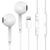 MFi Certified Lightning Wired Earphones with Built-in Microphone, 3D Surround Sound, Call Noise Cancellation, Volume Control, Easy On-Cable