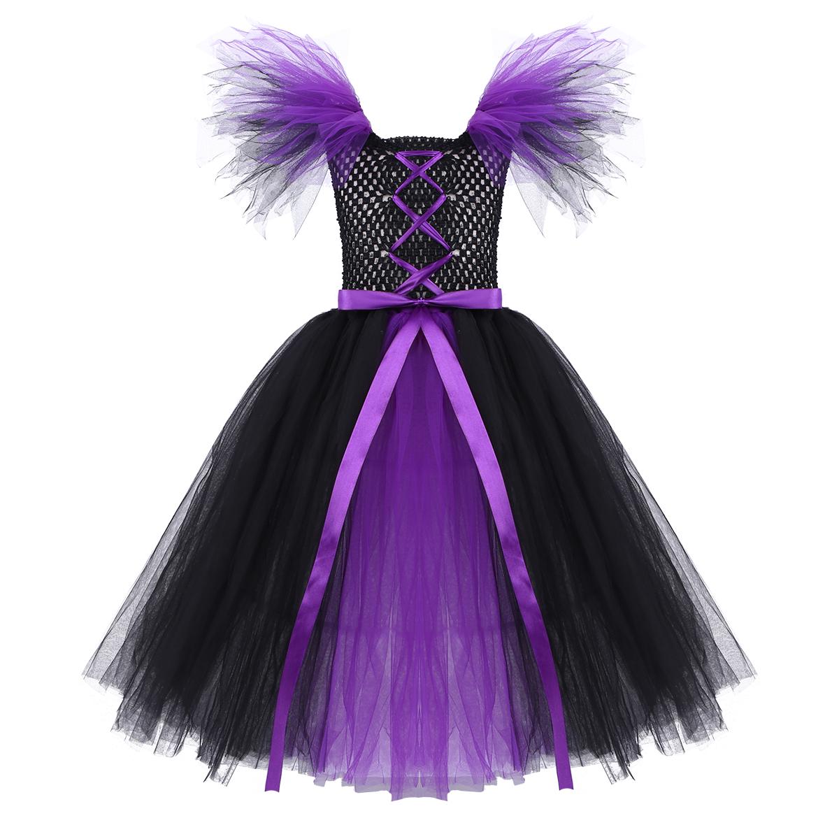 

Детские платья-пачки для девочек, пышные, платья королевы, детские костюмы для косплея ведьмы на Хэллоуин, нарядный костюм 10-12 Years фиолетовый