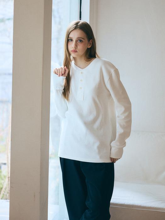 Taeliseu Henley Neck Long Sleeve_Ivory