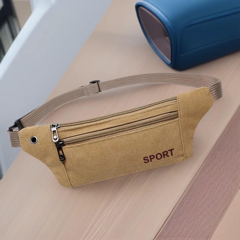 Custom Logo Unisex Crossbody Canvas Waist Bag for Outdoor Sports, Mountaineering, Fitness & Running