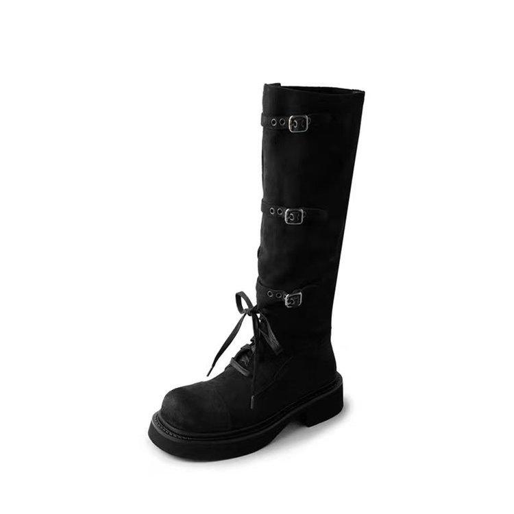 

[youshilai] long boots women s 2025 autumn and winter new models but knee British style thick heel high knight boots 35