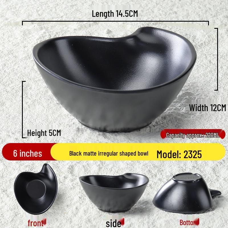 Black Matte Melamine Rice & Dipping Sauce Bowl for Restaurants, Hotels, Hot Pot, and Malatang.