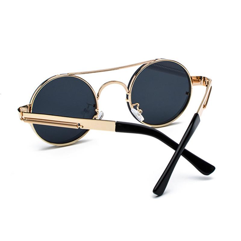 Metal Round Steampunk Rimless Sunglasses