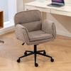 Criss-Cross with 5-Gear Adjustable Armrests and Casters, Thickened Backrest Swivel Desk Chair for Home Office, Bedroom and Living Room, Teddy Fleece