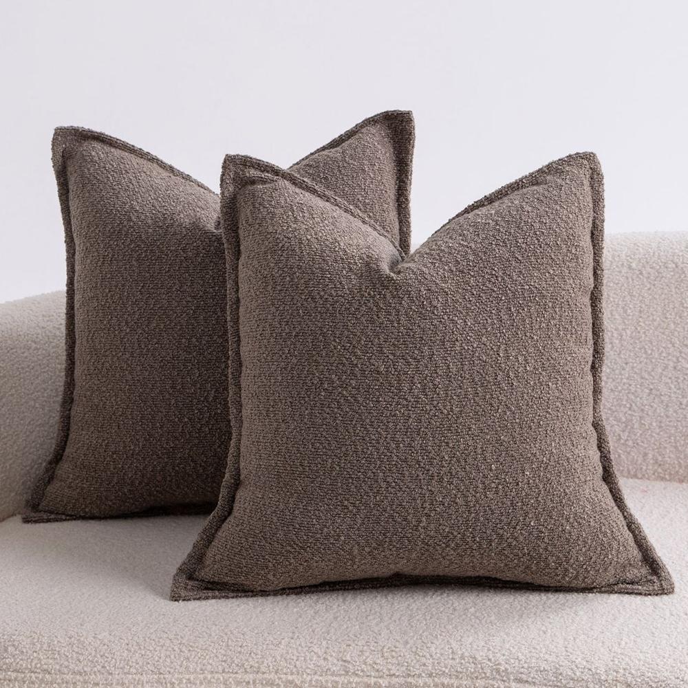 Boucle Textuur Kussenhoezen Effen Accent Kussenhoezen Met Randdetail Voor Slaapkamer Woonkamer Bank Huisdecoratie 1pc 45X45cm