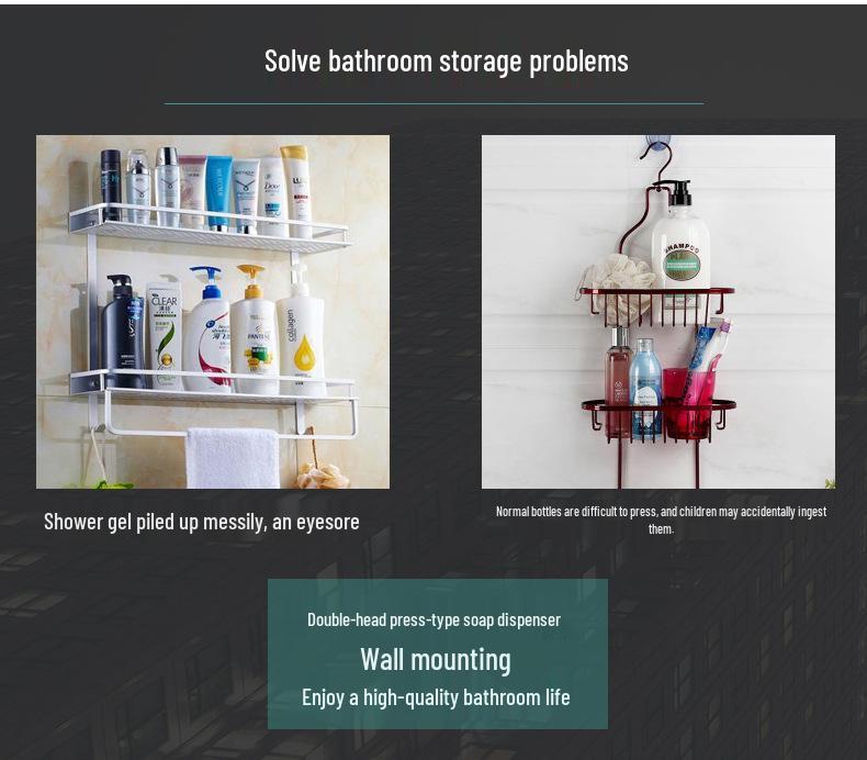 Wall-Mounted Leak-Proof Soap Dispenser for Hotels and Guest Houses - Single Head Shower Gel and Hand Sanitizer Holder