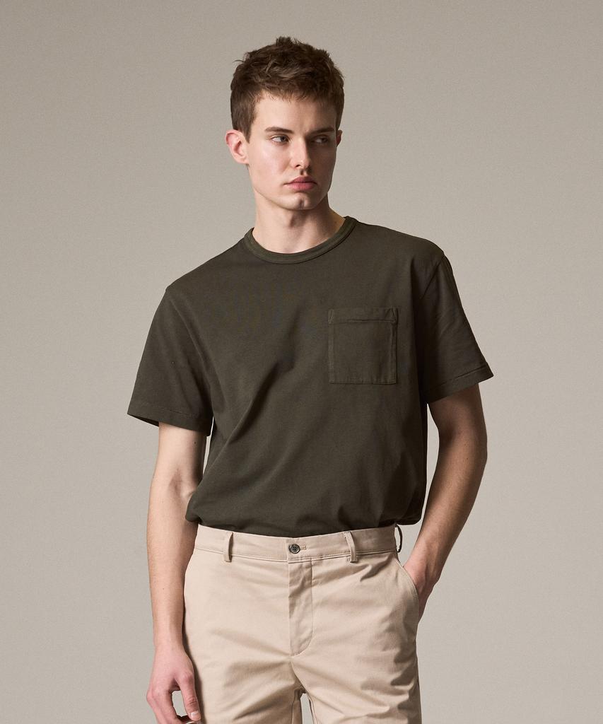 Laijeuaenbillou Garment-Dyed Everyday Cotton T-Shirt Olive (Relaxed Fit)