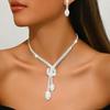 2025 New Design  Water Drops Shaped Bridal  Set For Women Shiny Necklace Earrings Set Suitable For Wedding Party Gifts
