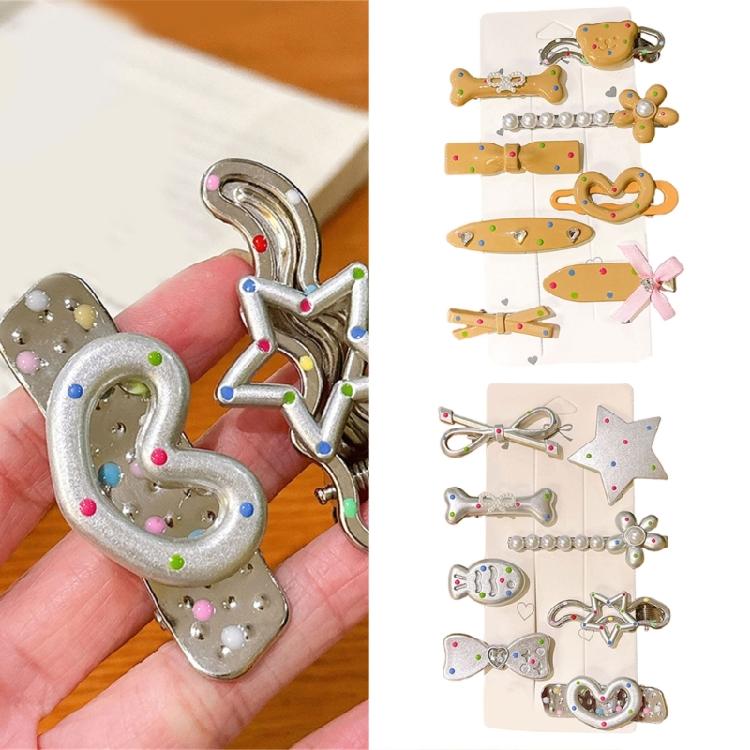 8Pcs Cartoon Star Shaped Hair Clip Resin Duckbill Barrettes Stylish Hairpin for Women Girls Hairstyling Accessories