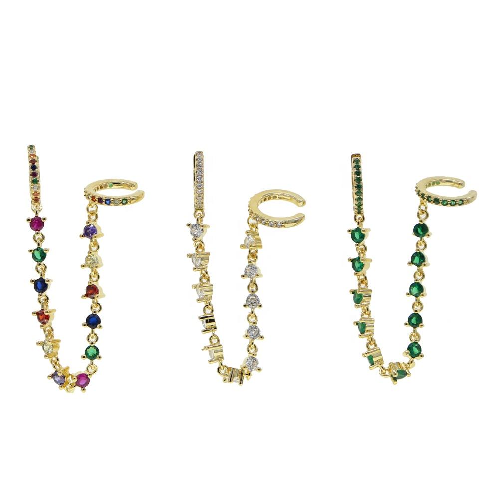 Promotion Elegance Fashion Trendy Women Jewelry Cz Link Chain Long Tassel Women Earring