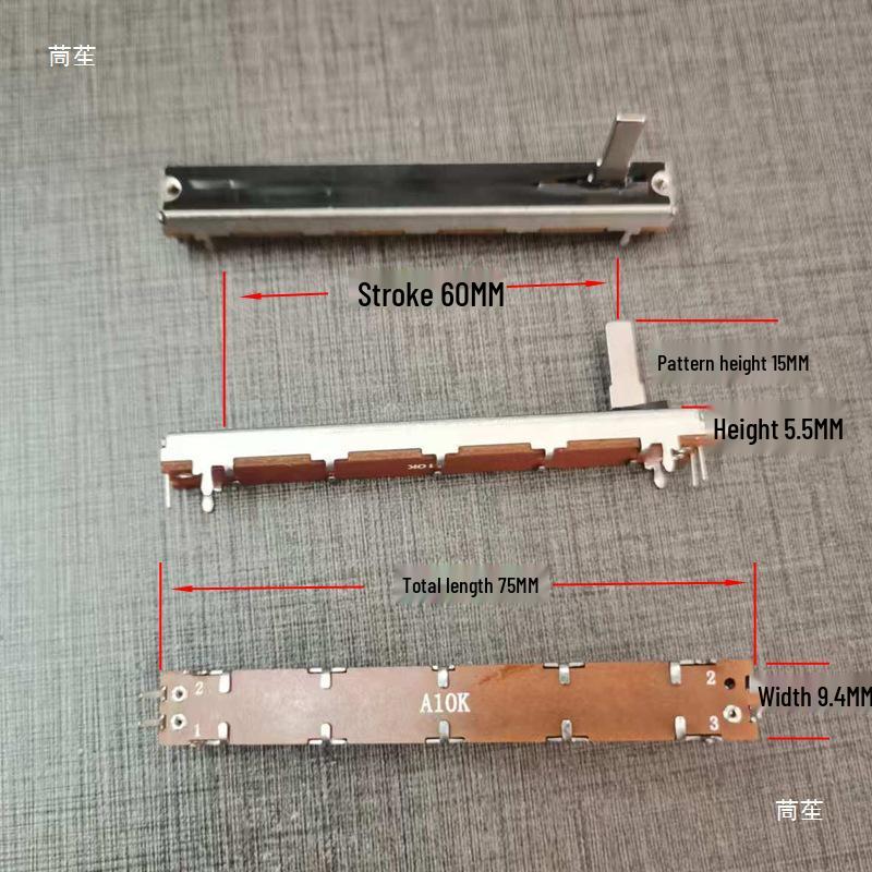 Potenziometro a Cursore Singolo/Doppio 45-75mm Mixer Fader A10 B10K Dimmer