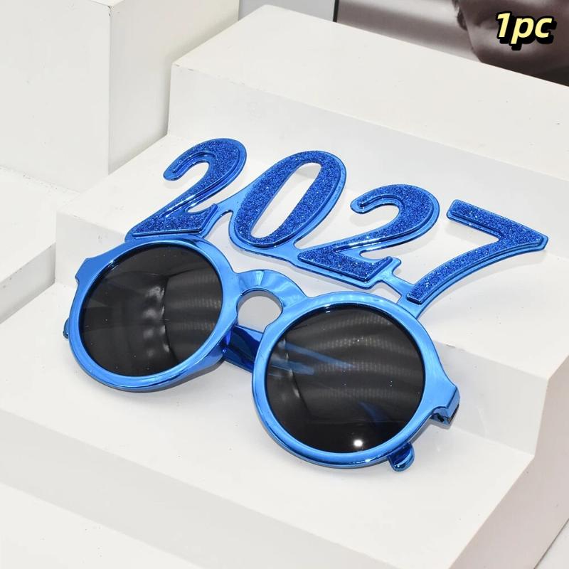 2027 Number Eyeglasses Happy New Year Glasses Diamond Glitter Sunglasses Cosplay Prop Xmas Party Decoration Funny Glasses