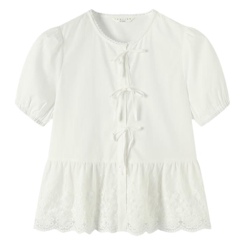 TonLion Women s Lace Short Sleeve Shirt M