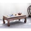 Solid Wood Coffee Table with Carved Legs, Wingset Wood Low Floor Desk for Tatami, Traditional Asian Style Window Sill Side Table