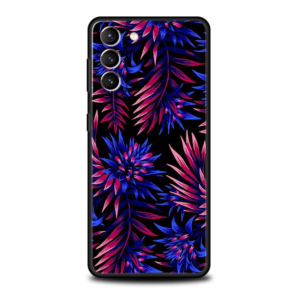 Vintage Banana Leaf Flower Phone Case For Samsung Galaxy S24 S23 S22 S20 Ultra S21 FE 5G S10 S9 Plus S10E Soft Silicone Cover