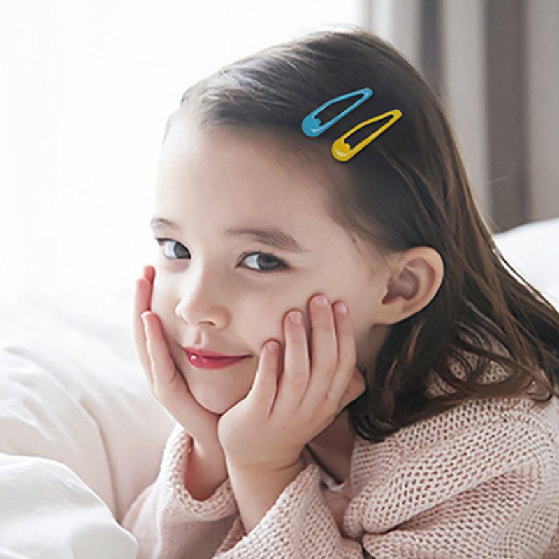 20Pcs 5cm Children Snap Barrette Baking Paint Macaron BB Hair Clip Princess Birthday Hair Styling