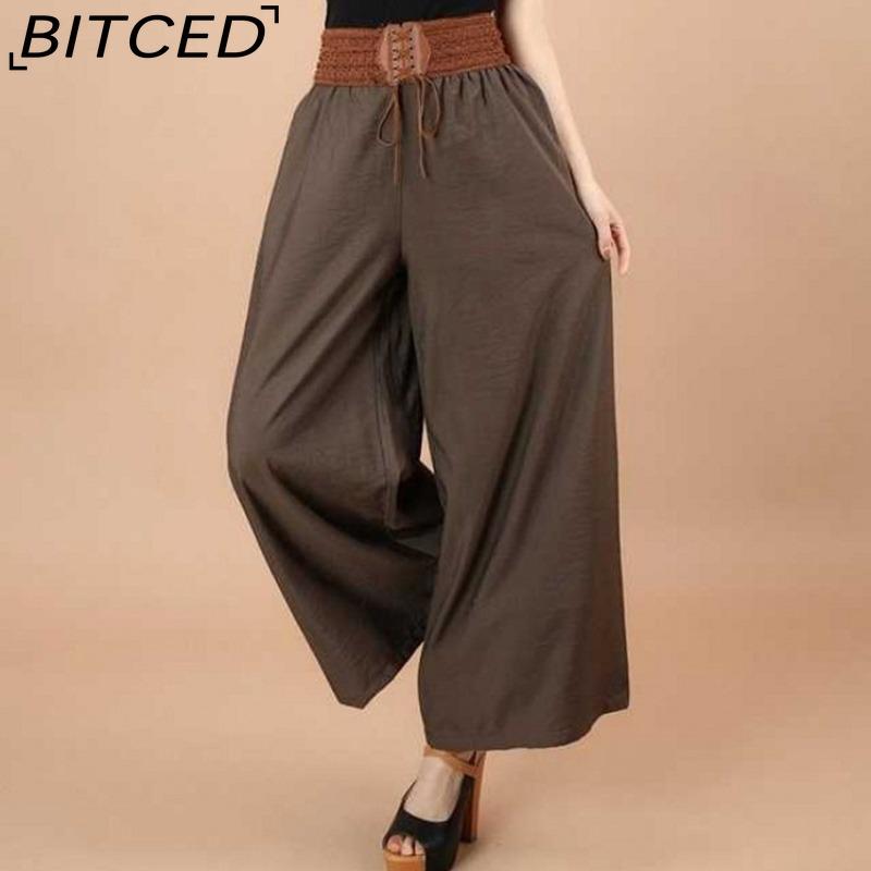 BITCED Women's Fashion Casual Solid Color Print Pants & Capris