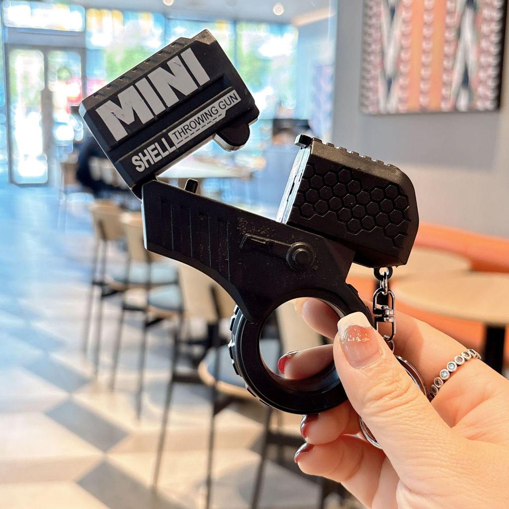 Llavero de Pistola de Anillo Mini Eyectora: Lanzador de Balas Blandas Diseño de Zanahoria, Colgante de Bolso para Hombres y Mujeres, Juguete para Máquina de Garra