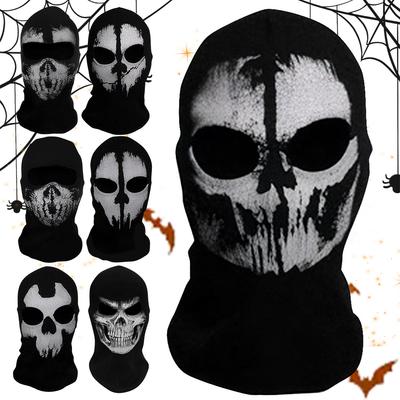 Unisex Motorcycle Helmet Ghost Face Mask Scary Skeleton Skull Mask for Cosplay Party Halloween Cycling Skateboard