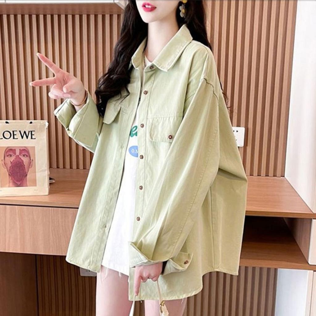 Extra-large Casual and Versatile Shirt Jacket for Women, A Loose and Laid-back Long Top for Autumn and Winter